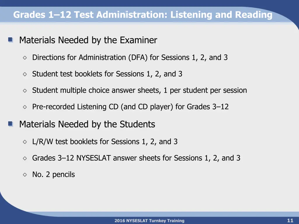 grades 1 12 test administration listening