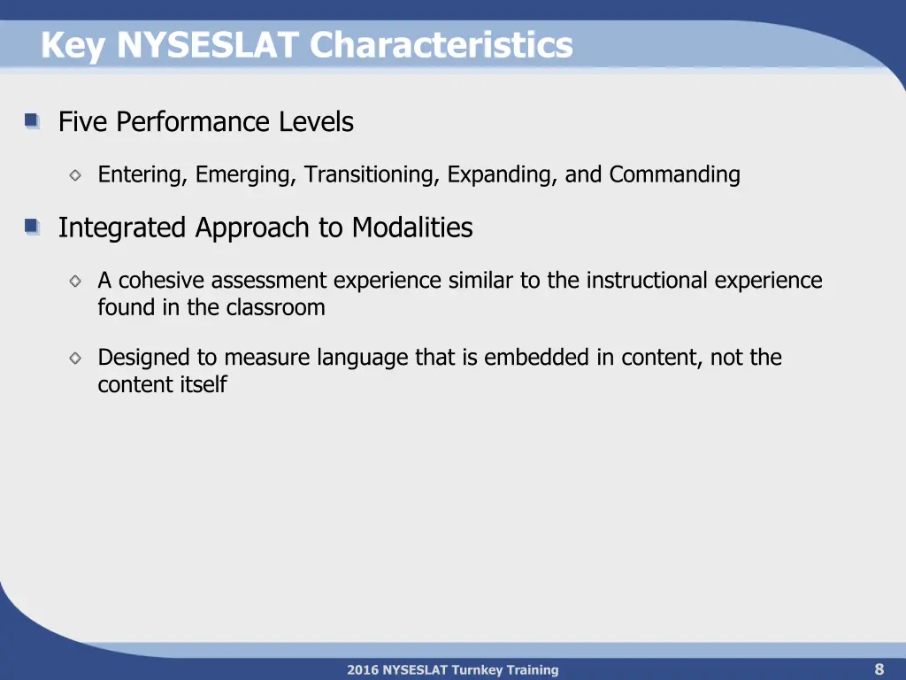 key nyseslat characteristics