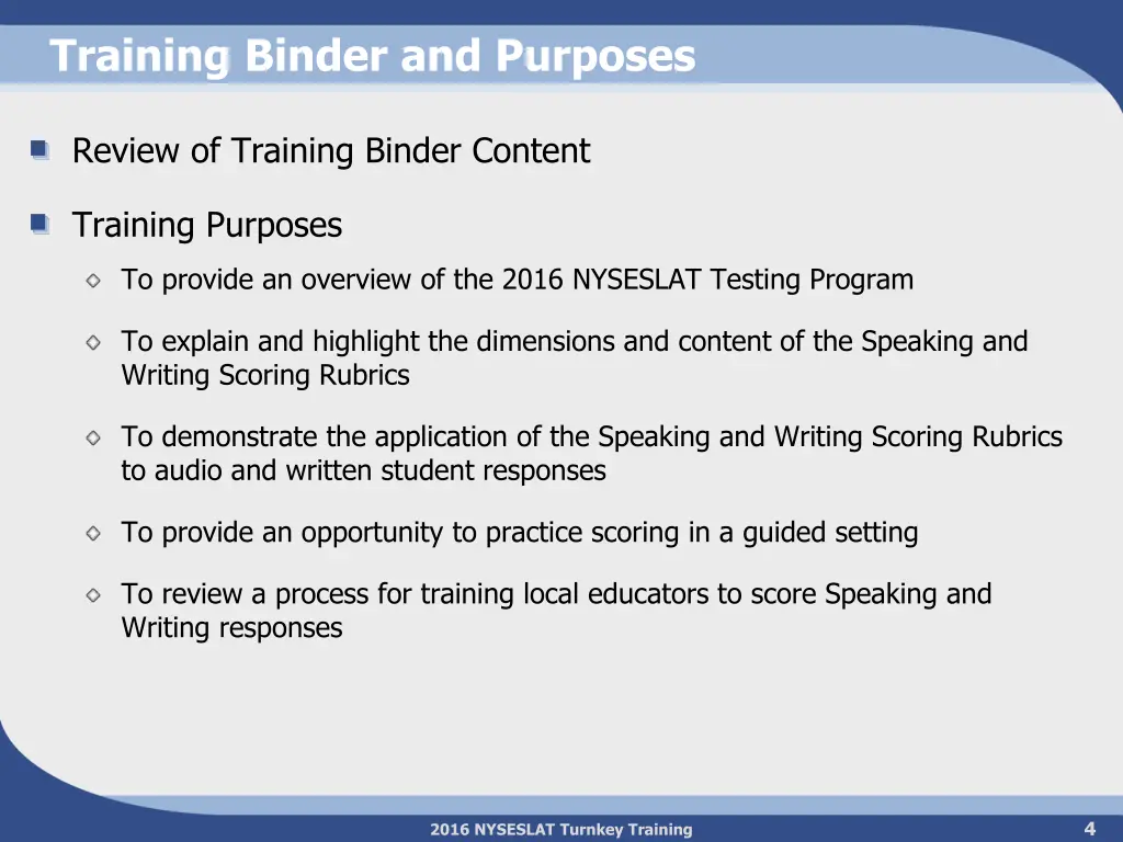 training binder and purposes
