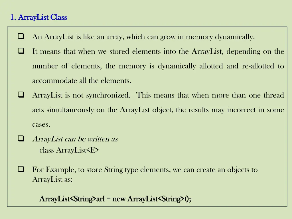 1 1 arraylist arraylist class
