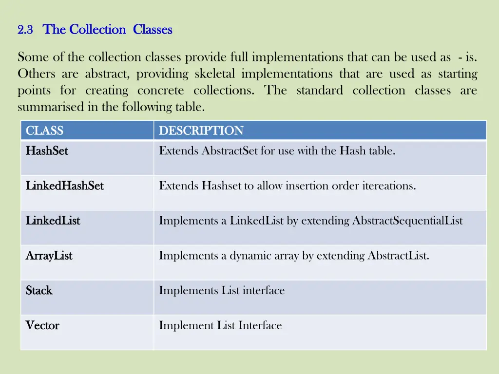 2 3 2 3 the collection classes the collection