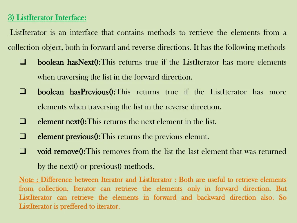 3 3 listiterator listiterator interface