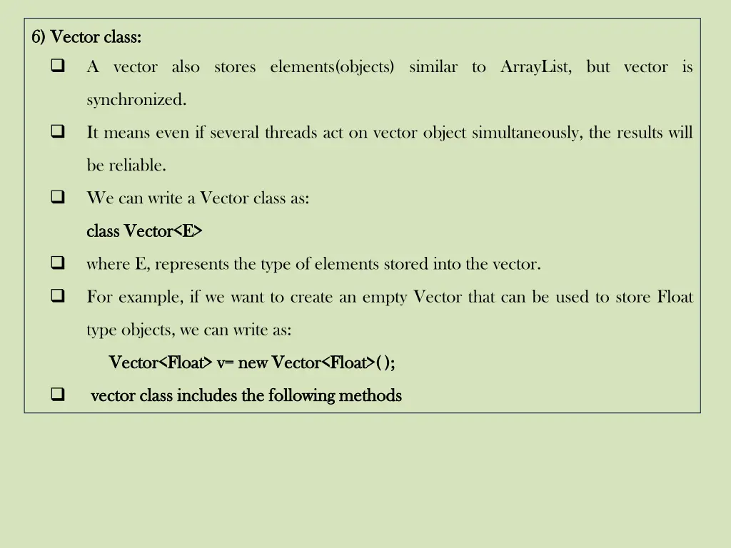 6 6 vector vector class