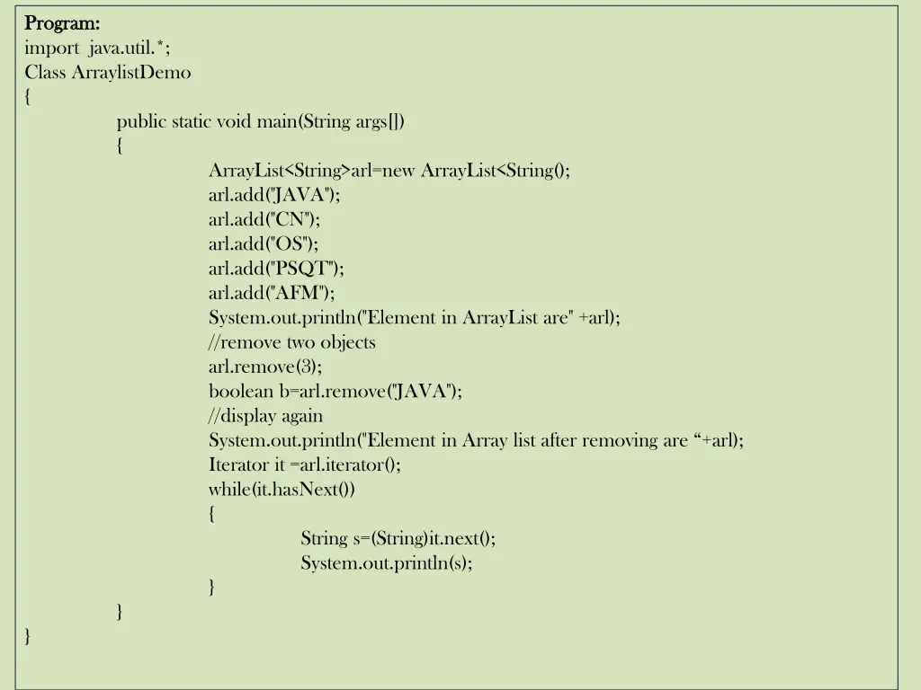 program program import java util class