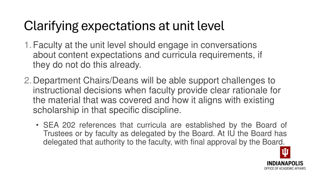 clarifying expectations at unit level