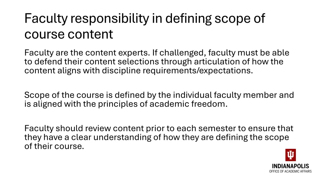 faculty responsibility in defining scope