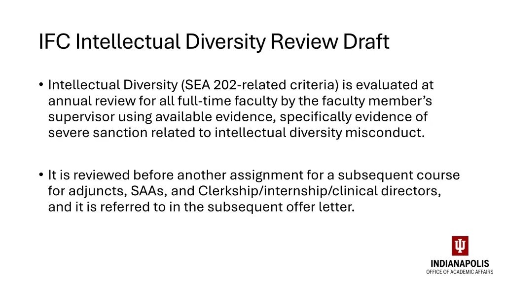 ifc intellectual diversity review draft