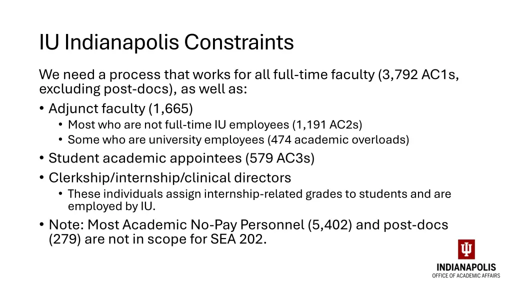 iu indianapolis constraints