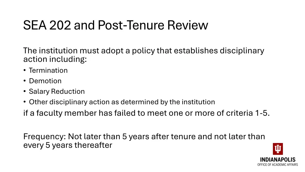 sea 202 and post tenure review