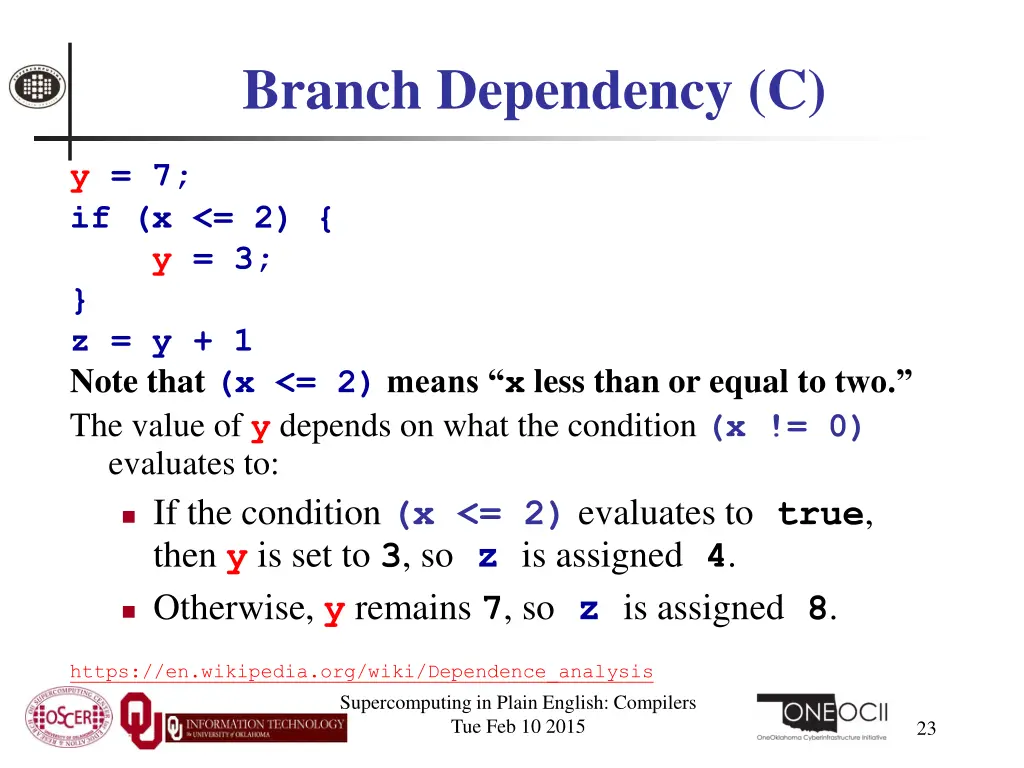 branch dependency c