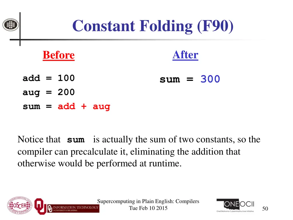 constant folding f90