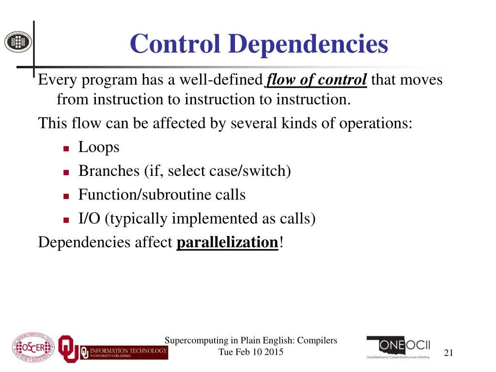 control dependencies