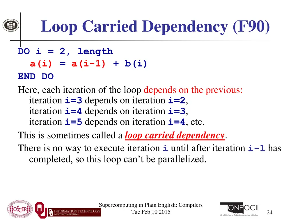 loop carried dependency f90