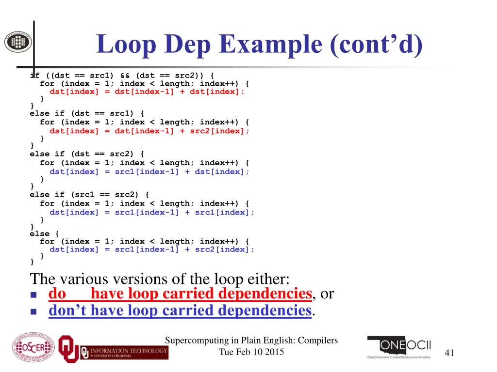 loop dep example cont d