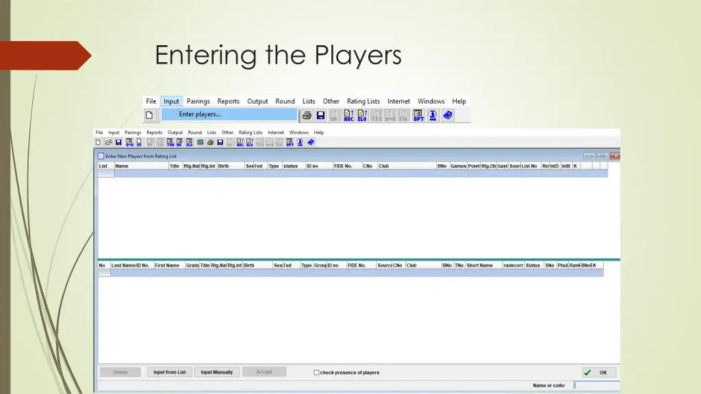 entering the players