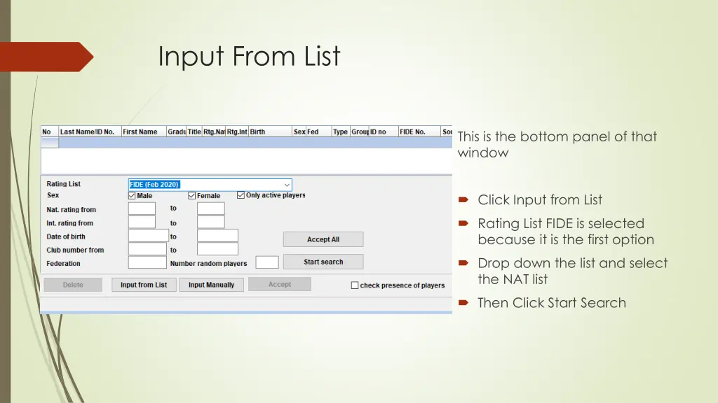 input from list
