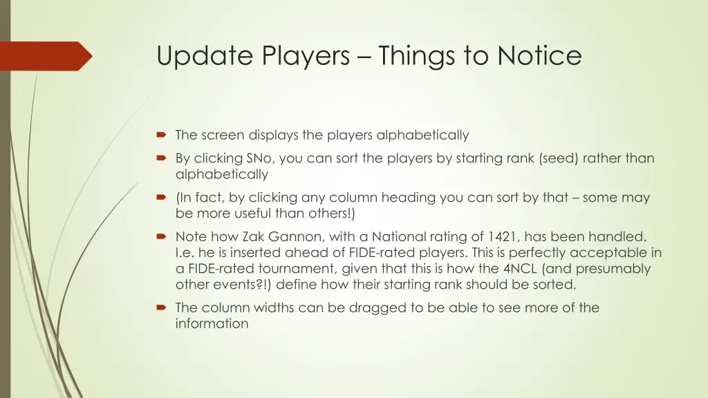 update players things to notice