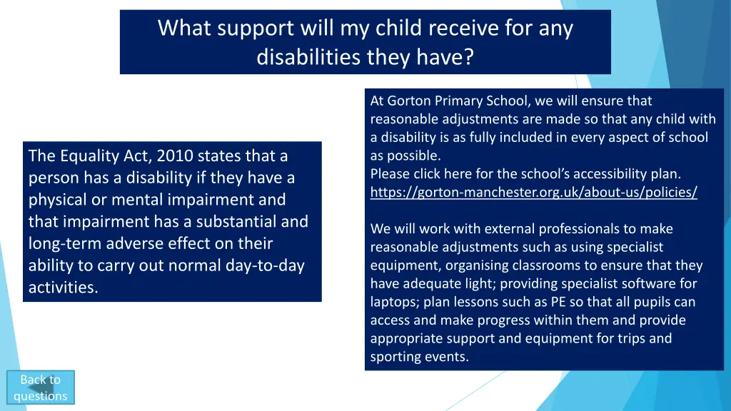 what support will my child receive