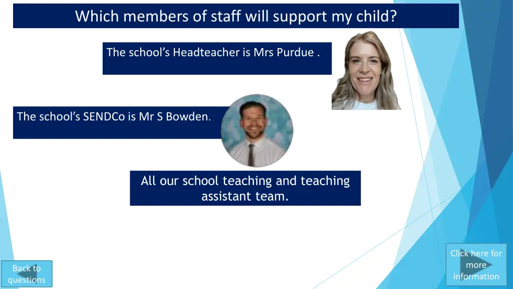 which members of staff will support my child