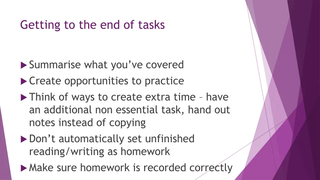 getting to the end of tasks