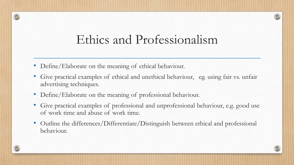 ethics and professionalism