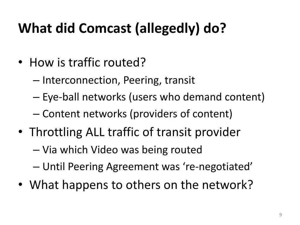 what did comcast allegedly do