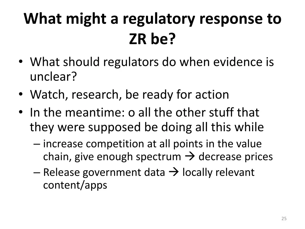 what might a regulatory response to zr be what