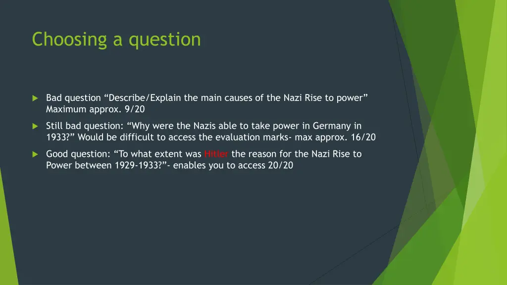 choosing a question