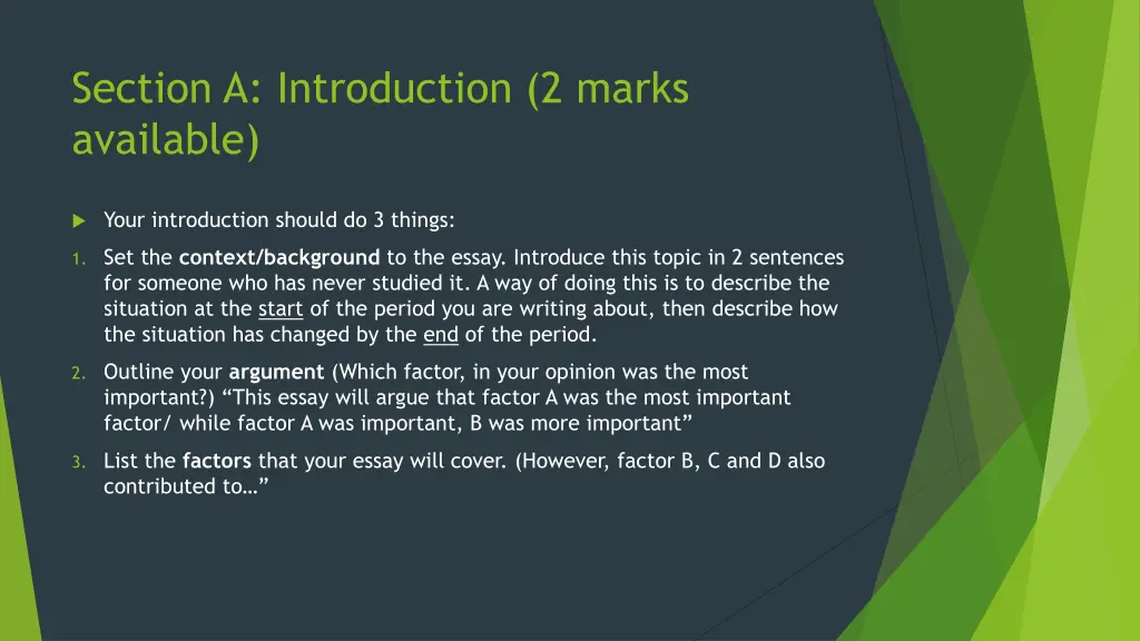 section a introduction 2 marks available