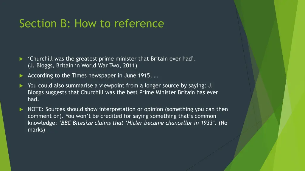 section b how to reference