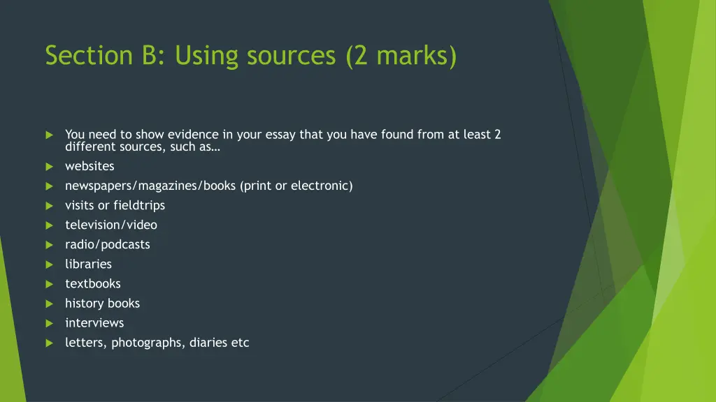 section b using sources 2 marks