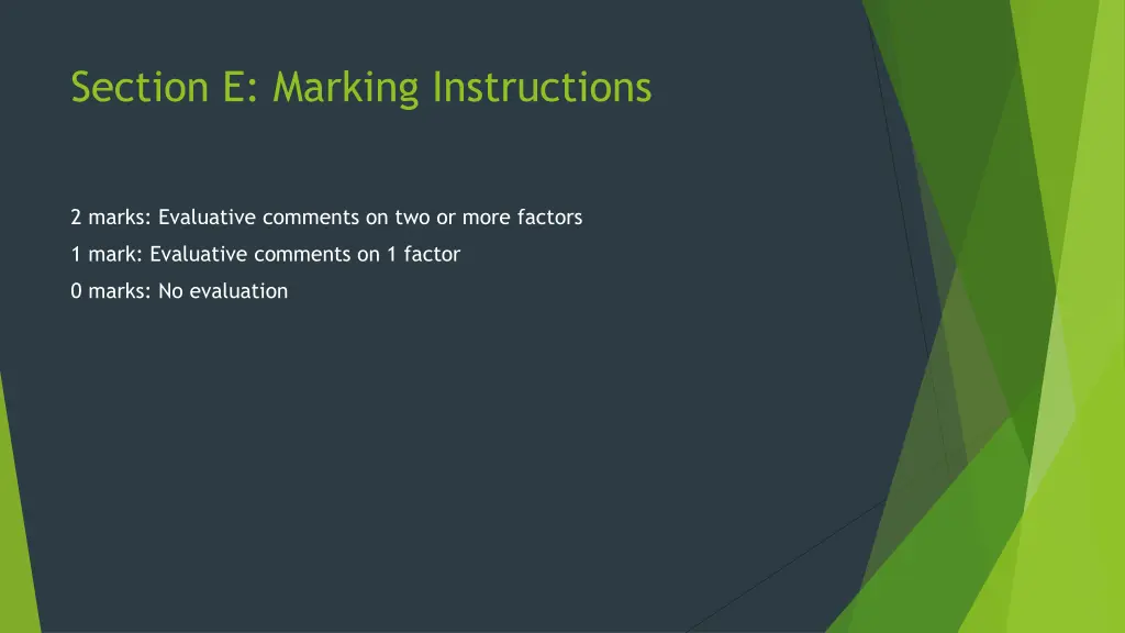 section e marking instructions