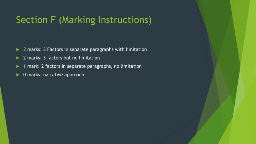 section f marking instructions