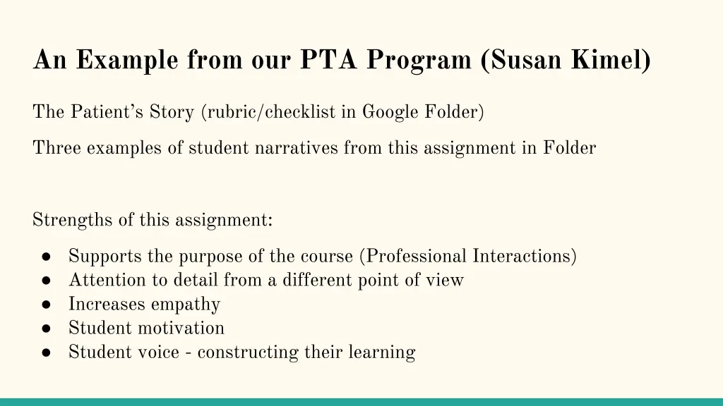 an example from our pta program susan kimel
