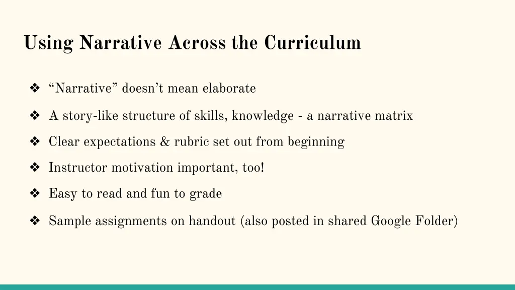 using narrative across the curriculum