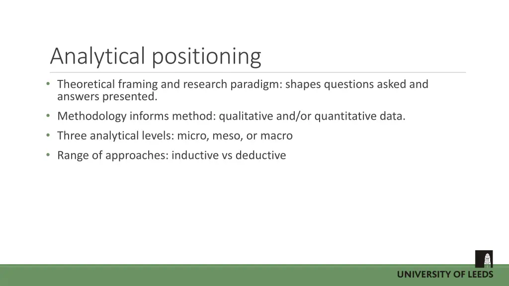 analytical positioning theoretical framing