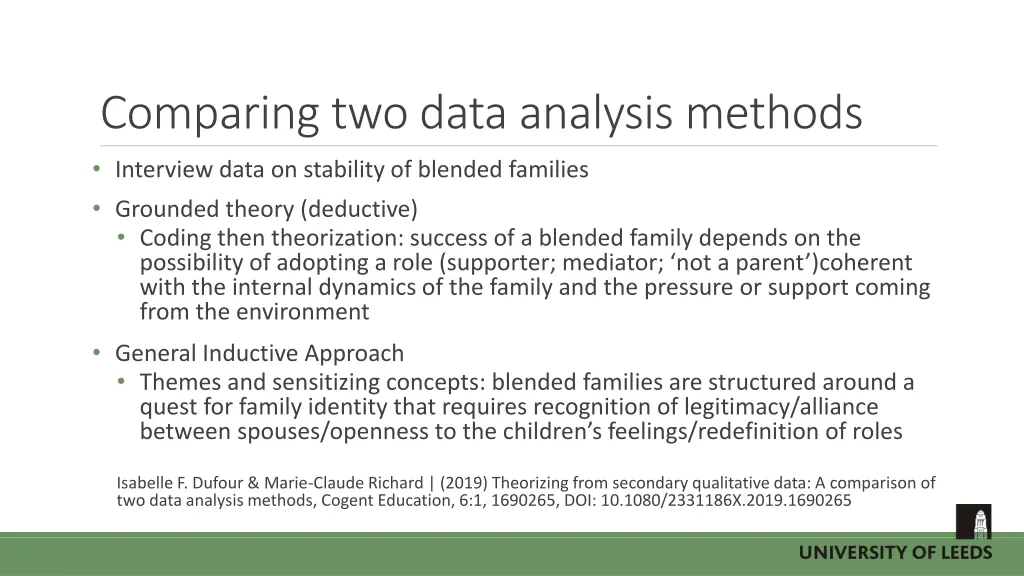 comparing two data analysis methods interview