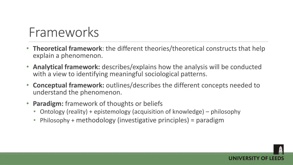 frameworks theoretical framework the different