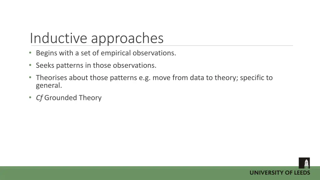 inductive approaches begins with