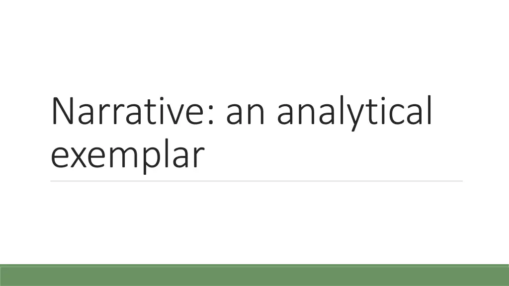 narrative an analytical exemplar