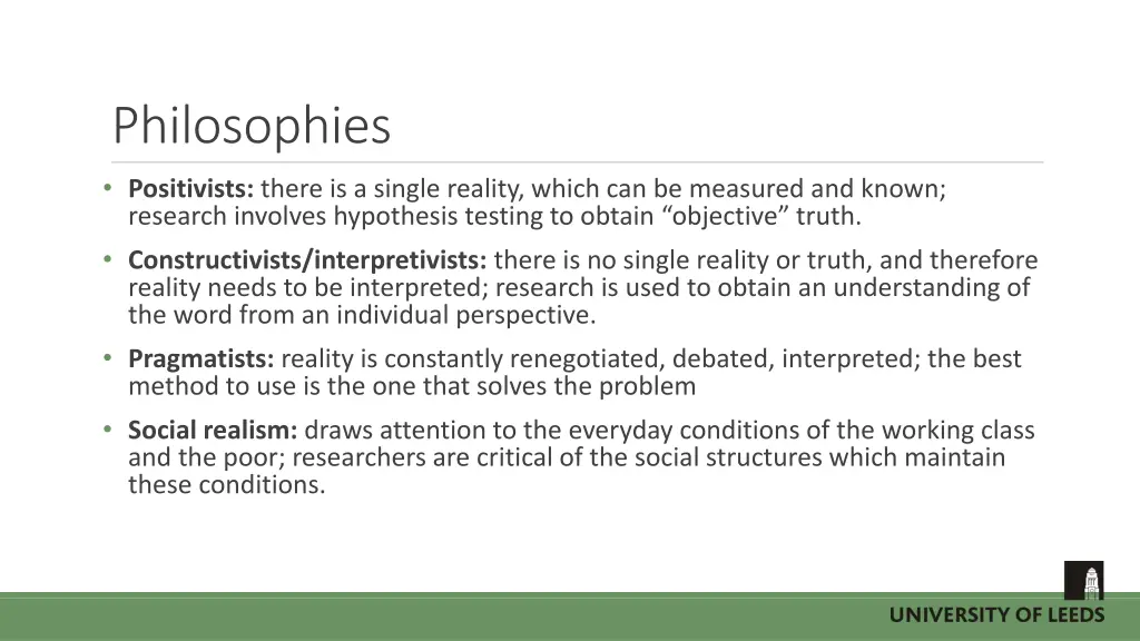 philosophies positivists there is a single