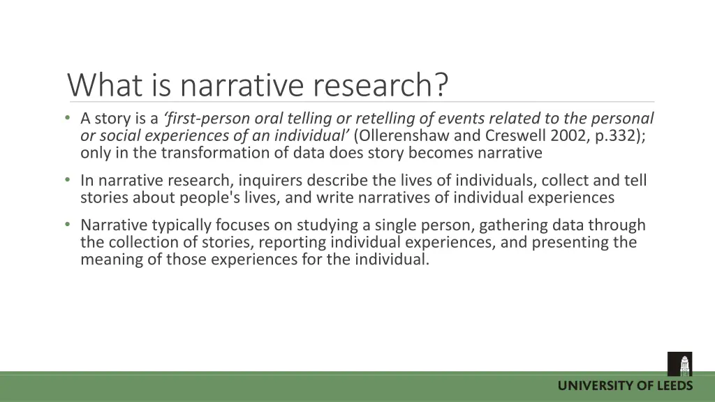 what is narrative research a story is a first