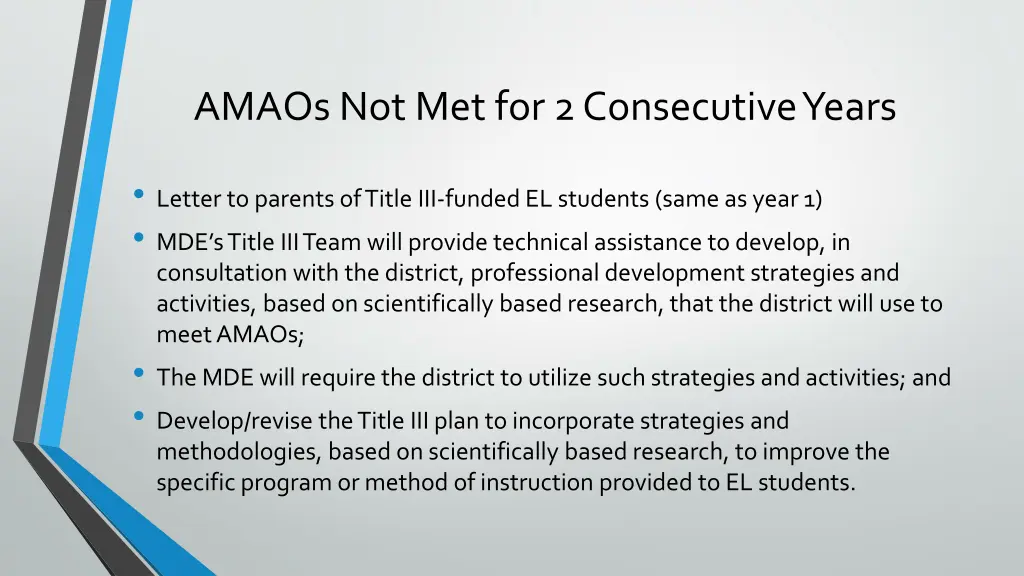 amaos not met for 2 consecutive years