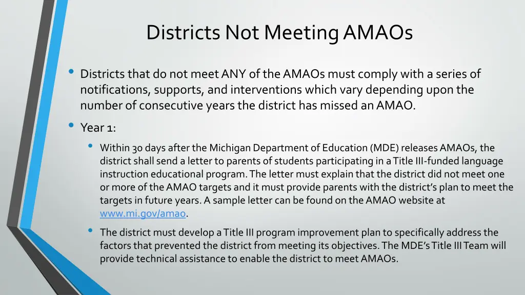 districts not meeting amaos
