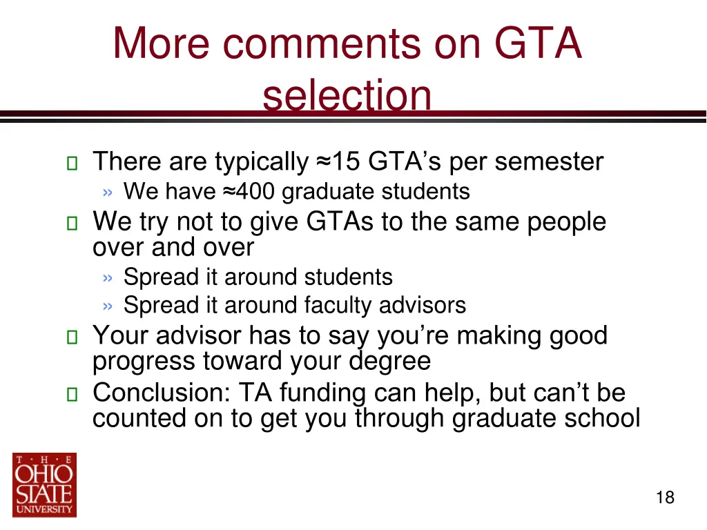 more comments on gta selection