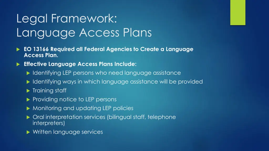 legal framework language access plans