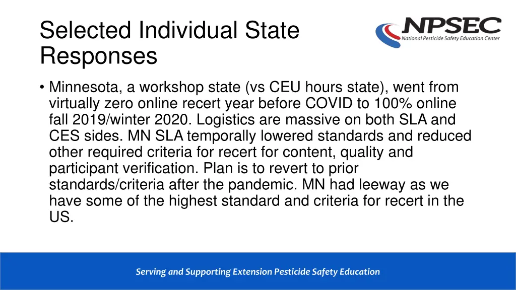 selected individual state responses