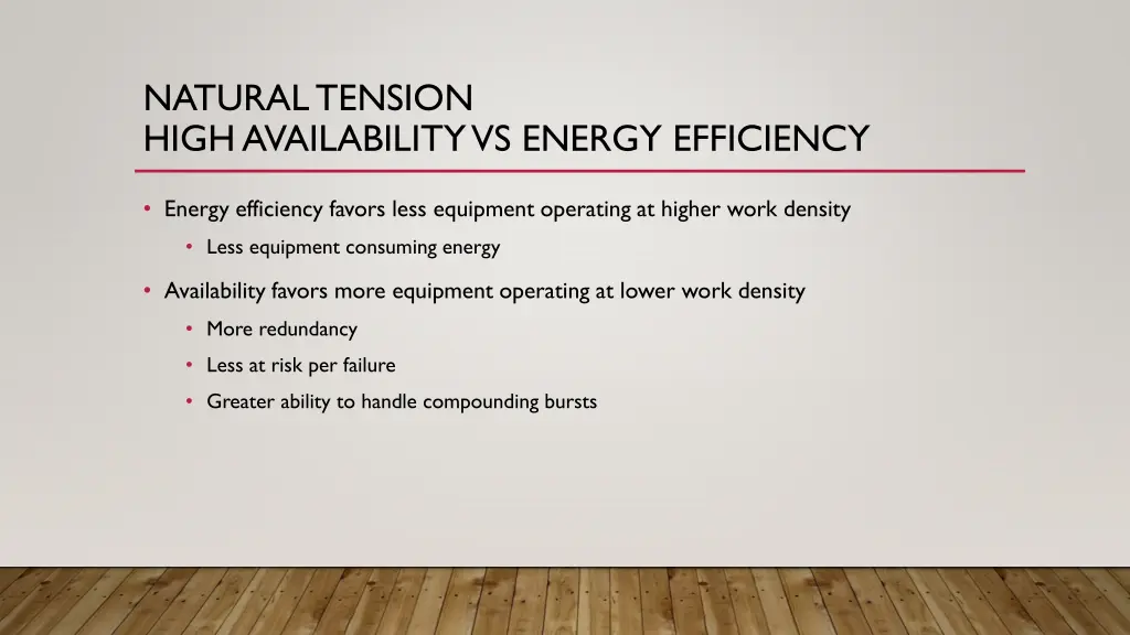 natural tension high availability vs energy