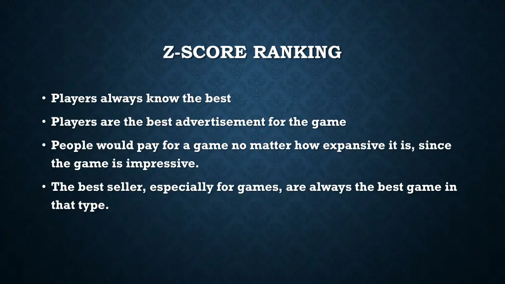 z score ranking