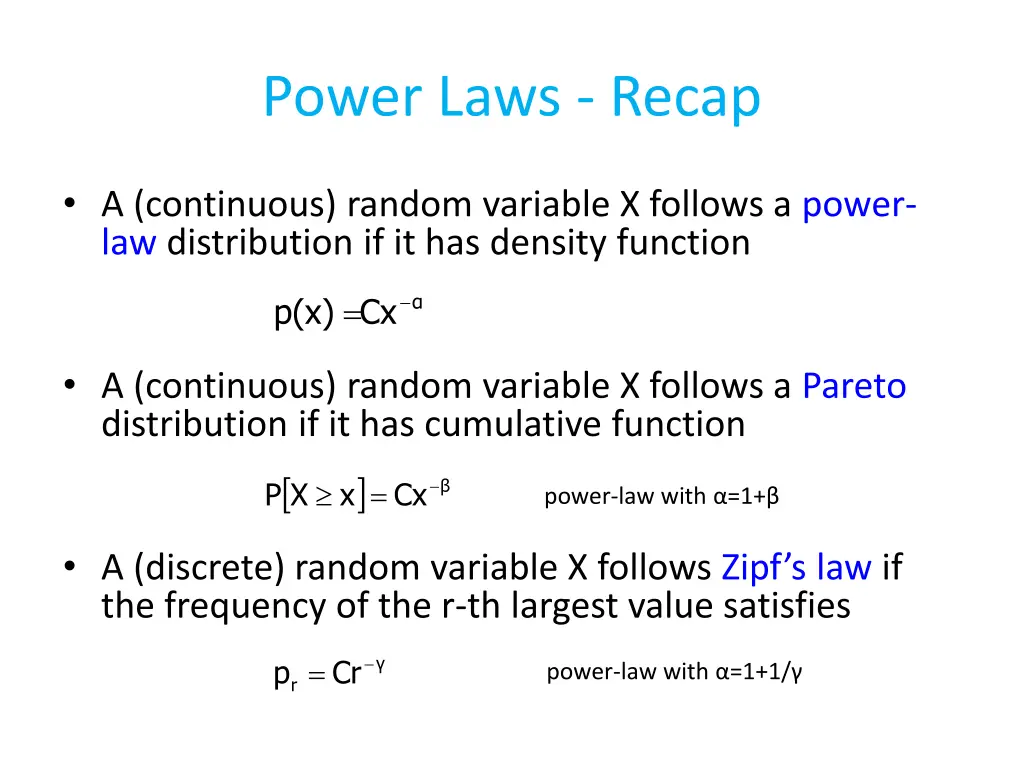 power laws recap